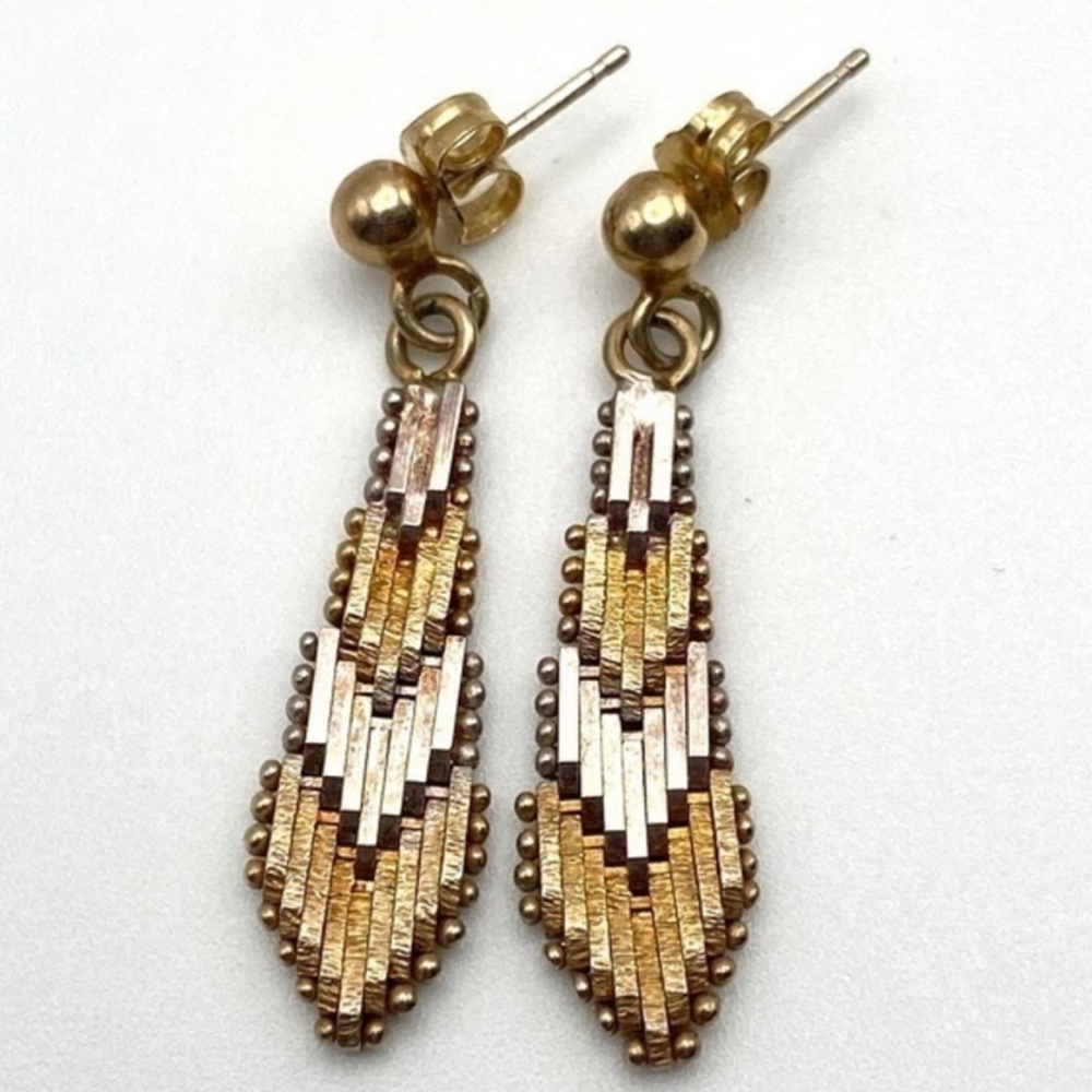 Gold & Copper Tone Sterling Drop Earrings